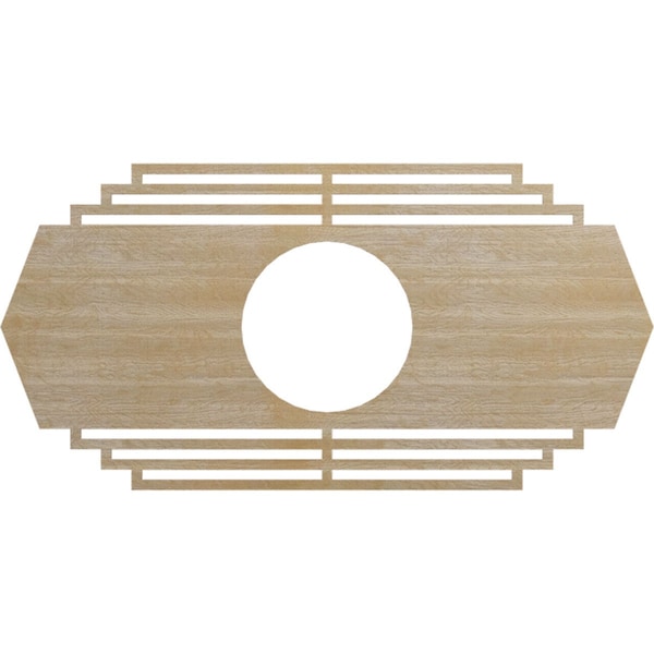 Ekena Millwork Chrysler Wood Fretwork Pierced Ceiling Medallion, Birch, 38"W x 19"H x 10"ID x 3/8"T CMWP38X19X0375CSBI - main